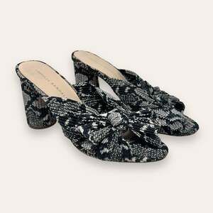 Loeffler Randall Penny Pleated Knot Mule Slip On Sandal Snake Black 8 Women’s